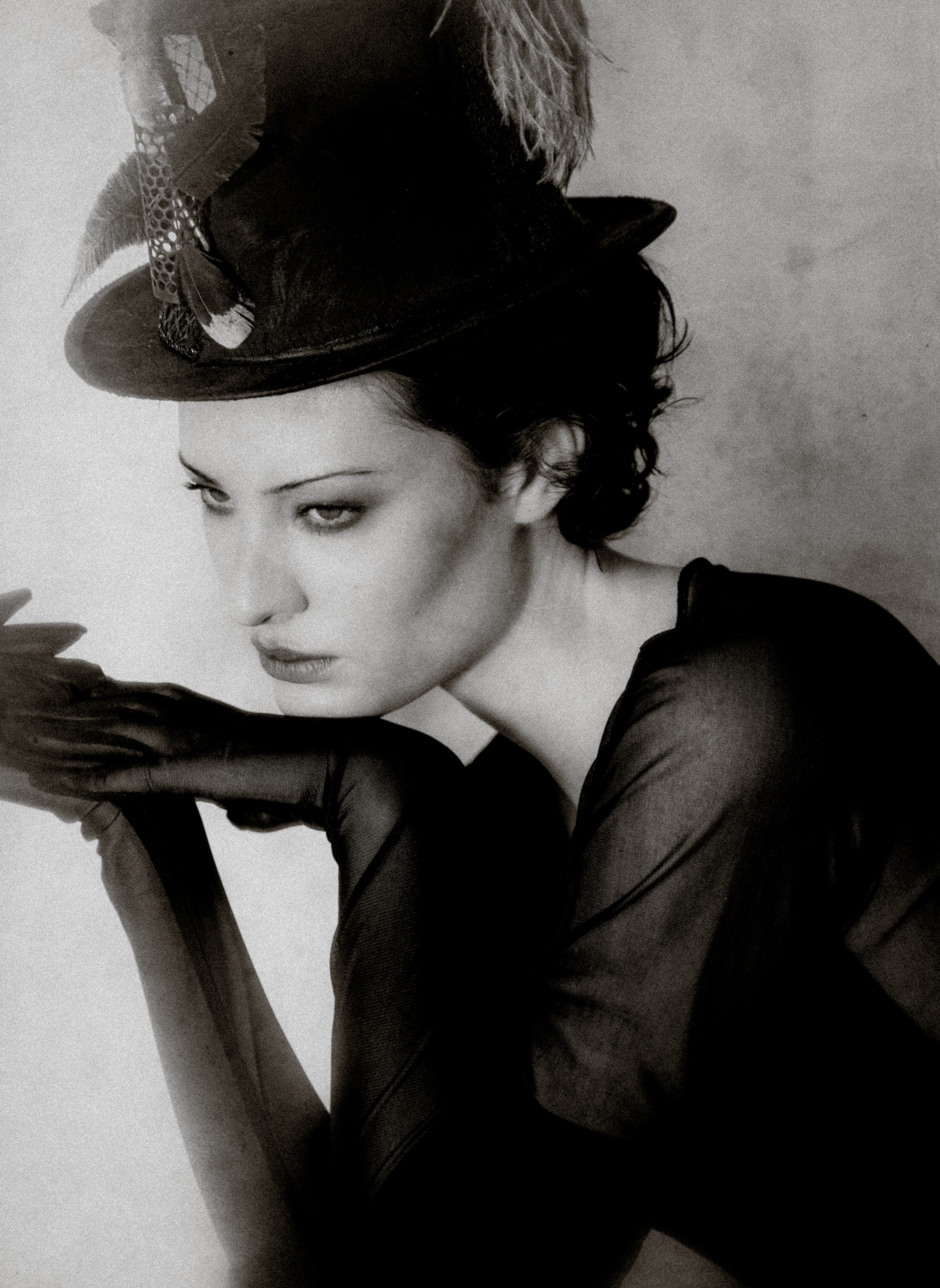 Audrey Sciorilli in Roman's feathered hat and gloves